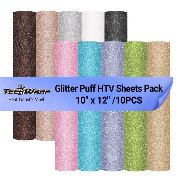 Glitter Puff Pakke HTV - 10 ark